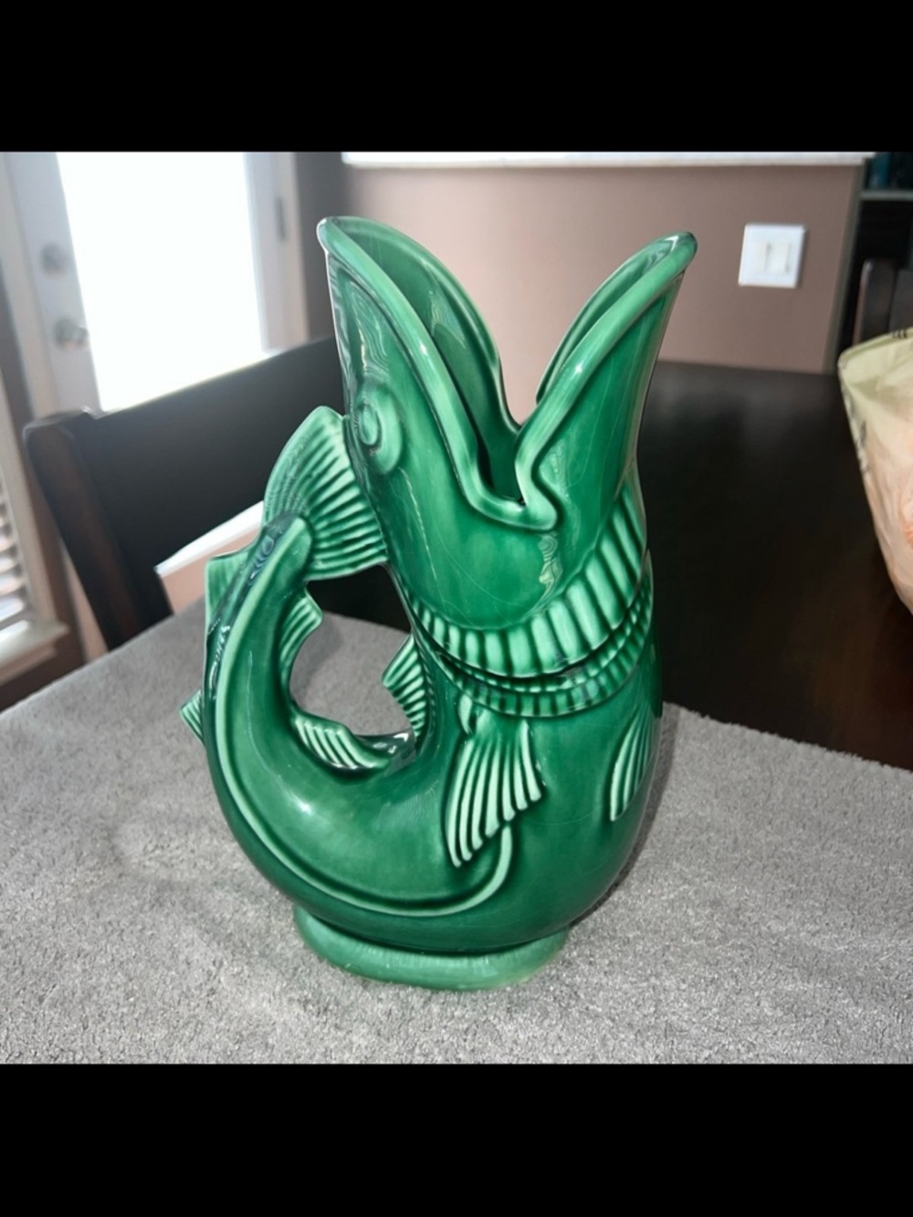 VNTG SHREVE CRUMP & LOW GURGLING COD FISH GLOSSY GREEN PITCHER//MADE IN ENGLAND - Picture 2 of 8